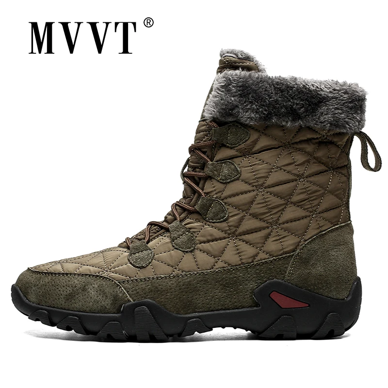 Size 47 Waterproof Cloth Men's Hiking Shoes High-Top Sneakers Man Outdoor Hiking Boots Warm Snow Footwear Fur Trekking Shoes