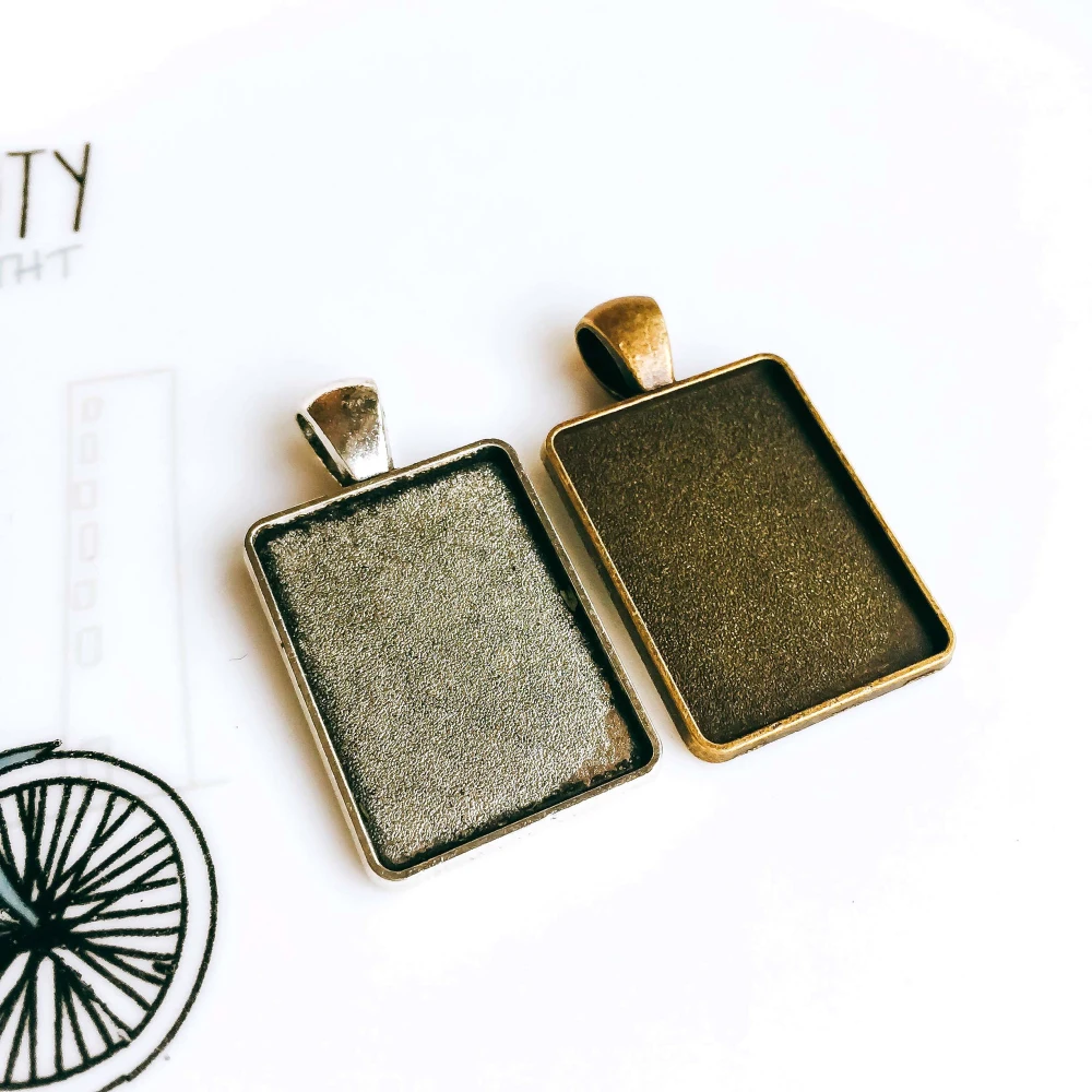 5pcs/lot 18x25mm Necklace Pendant Setting Antique Bronze Silver Color Glass Cabochon Blank Base Supplies for Jewelry T294 | Украшения и