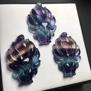 Подвеска из натурального флюорита, лиса, фея, дружба, дружба, лиса, мужчина и женщина, ожерелье с девятью лисами, украшение с кристаллами, подарок