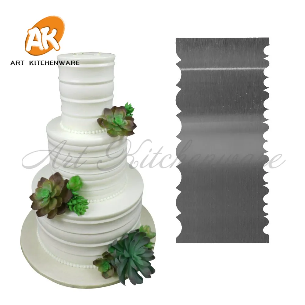 Двухсторонний скребок для торта расческа из нержавеющей стали крем масла