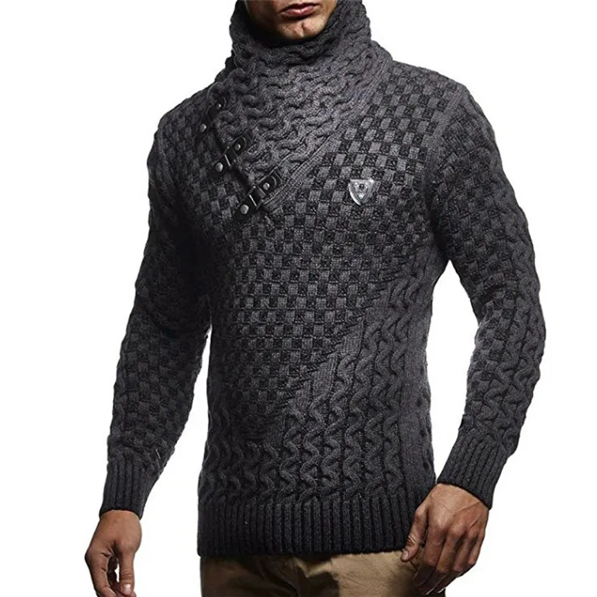 Мужской вязаный свитер однотонный винтажный джемпер Повседневный пуловер на