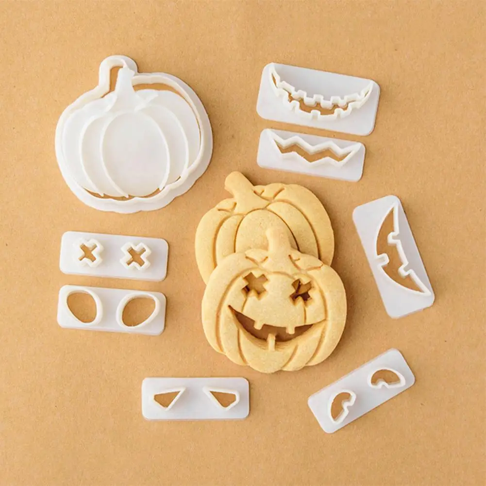 

1Set Halloween Pumpkin Fondant Die Cookie Biscuit Embossed Cutter Plastic Mould Happy Halloween Day Cake Decoration Tools 2021