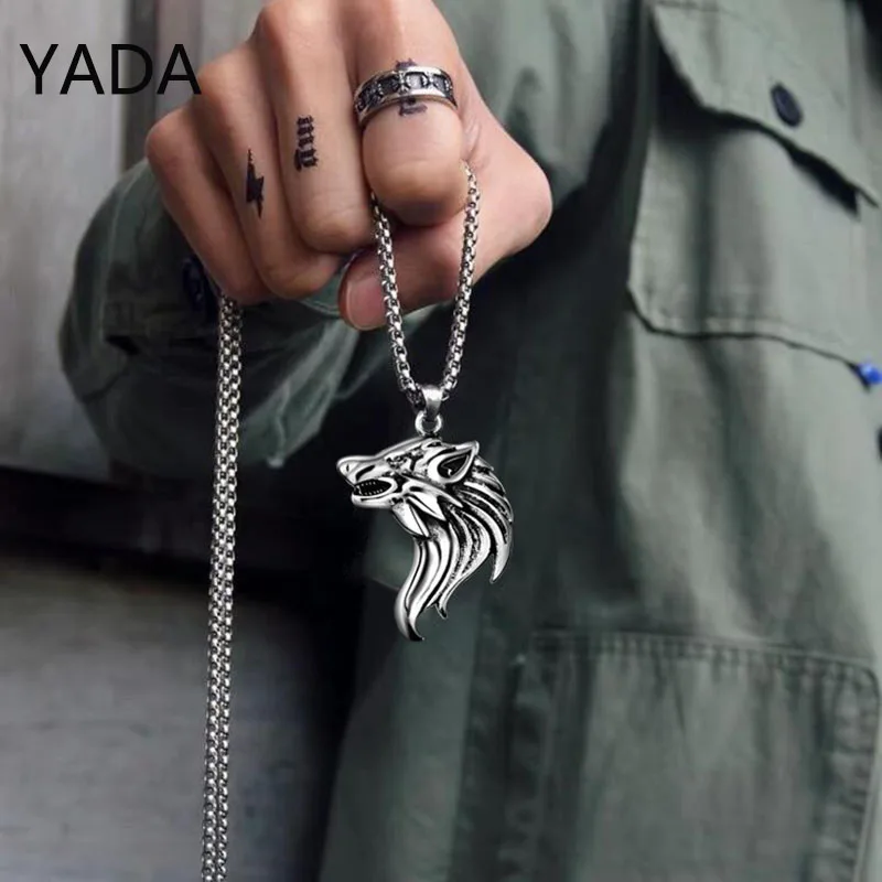 

YADA Wolf Head Shape Animal Presents&Necklace For Men Women Jewelry Punk Necklaces Stainless Steel Alloy Necklace Gifts SE210089