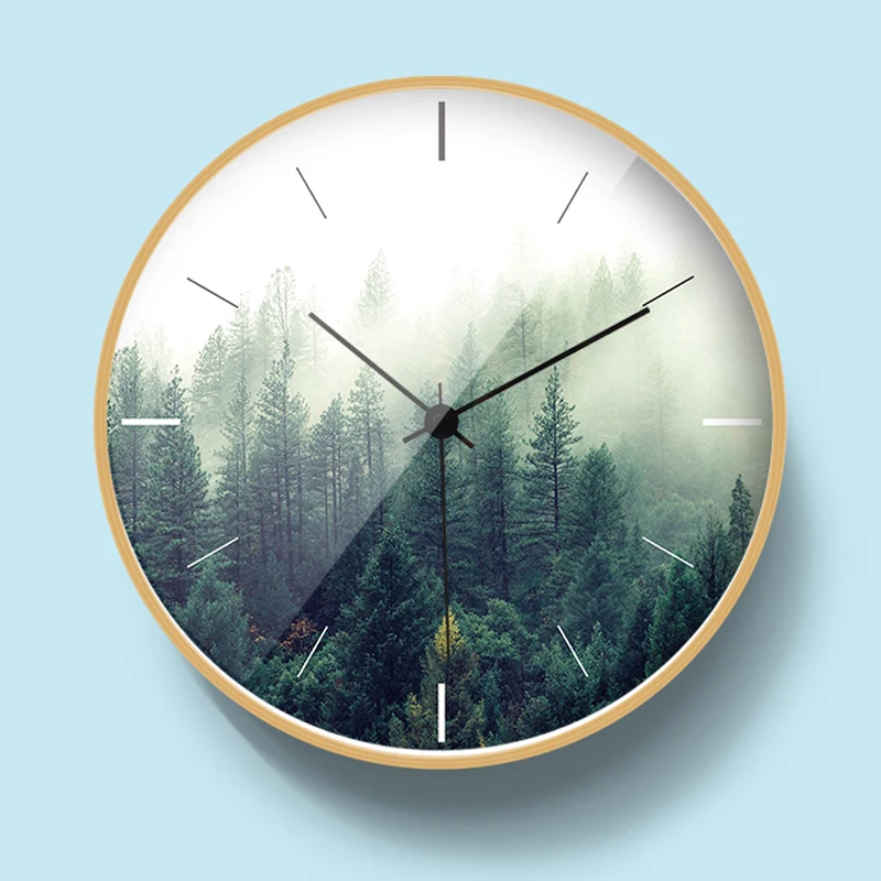

Nordic Style Green Leave Flower Forest Clock Living Room bedroom Office Concise Design Silent Art Wall Watch Home Decor 12 Inch