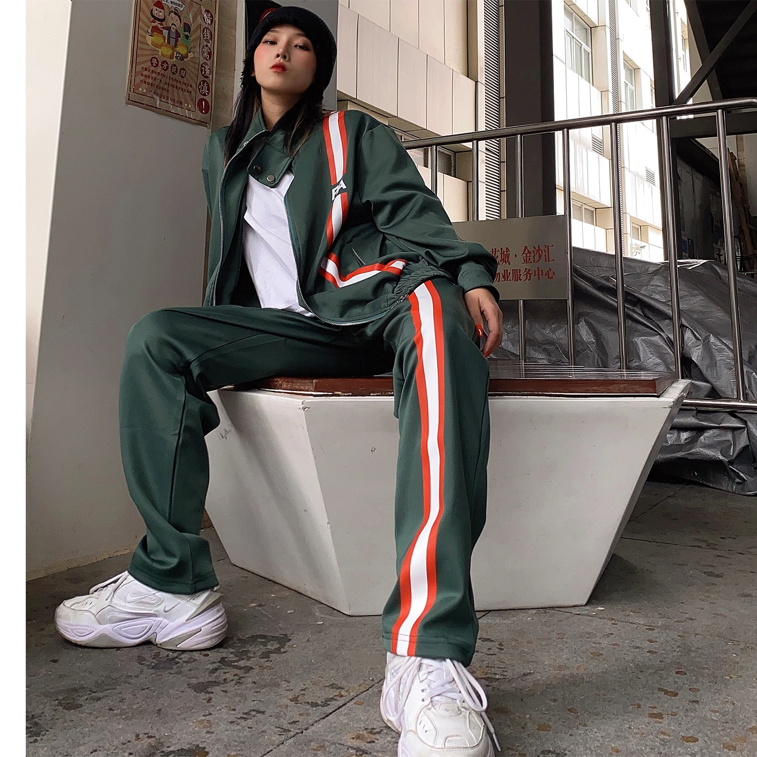 

Palm Angels yellow side stripe men's women's PA sports and leisure suit 4567463245