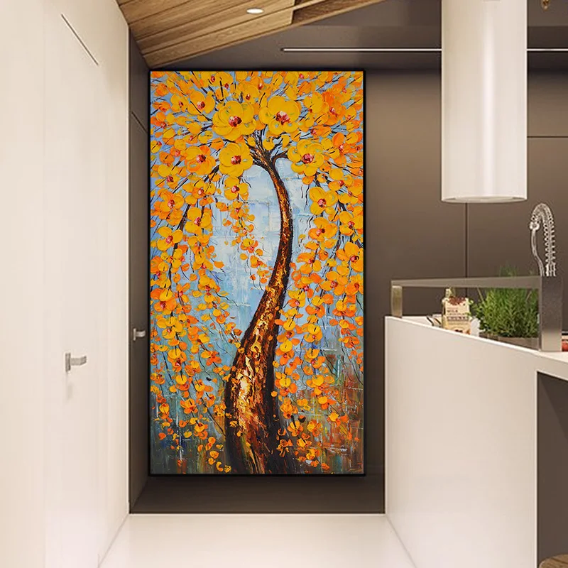 

Customized Oil Painting Hand Painted 3D Rich Tree Paintings Living Room Hanging Pictures Decorative Cancas Painting No Framed