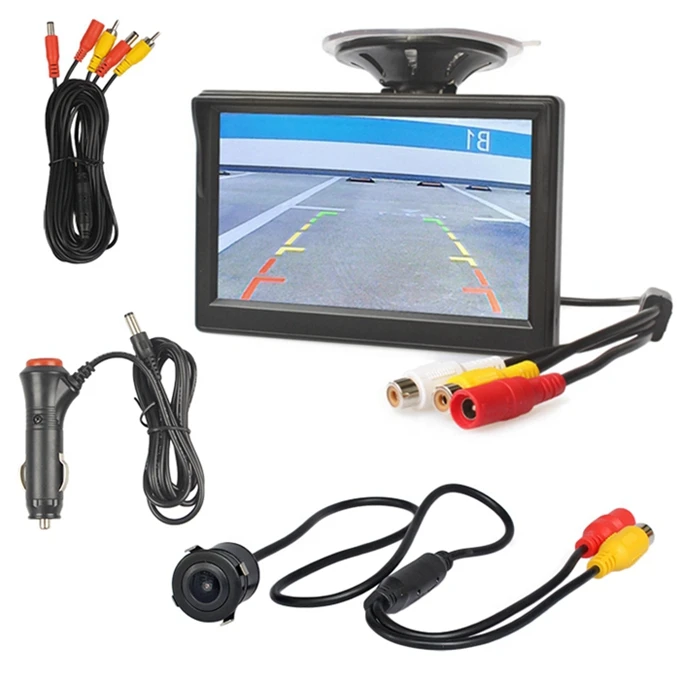 DIYKIT " автомобильный монитор заднего вида Авто парковочный Vedio+ светодиодный ночного видения резервная камера заднего вида HD Автомобильная камера заднего вида с монитором - Название цвета: 18.5