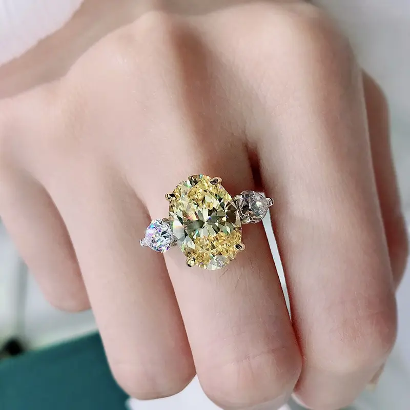 

Jazaz Fine 100% 925 Sterling Silver Sparkling Oval Multicolor High Carbon Diamond Wedding Engagement Ring Women Lady Gifts B0434