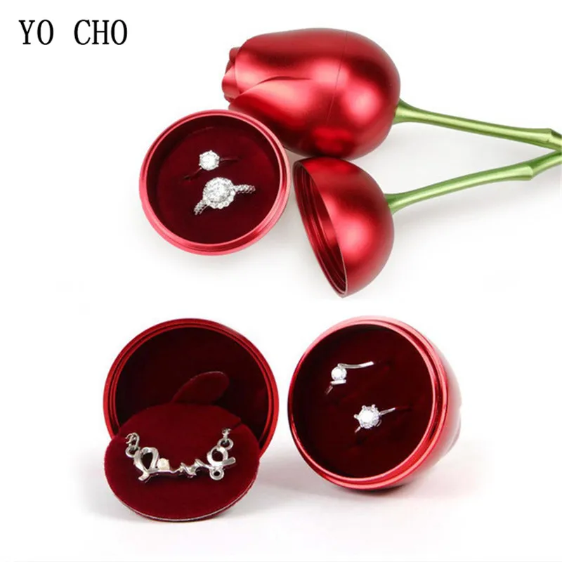 YO CHO Bud rose simulation flower creative shape jewelry box love confession gift home furnishing decoration | Дом и сад