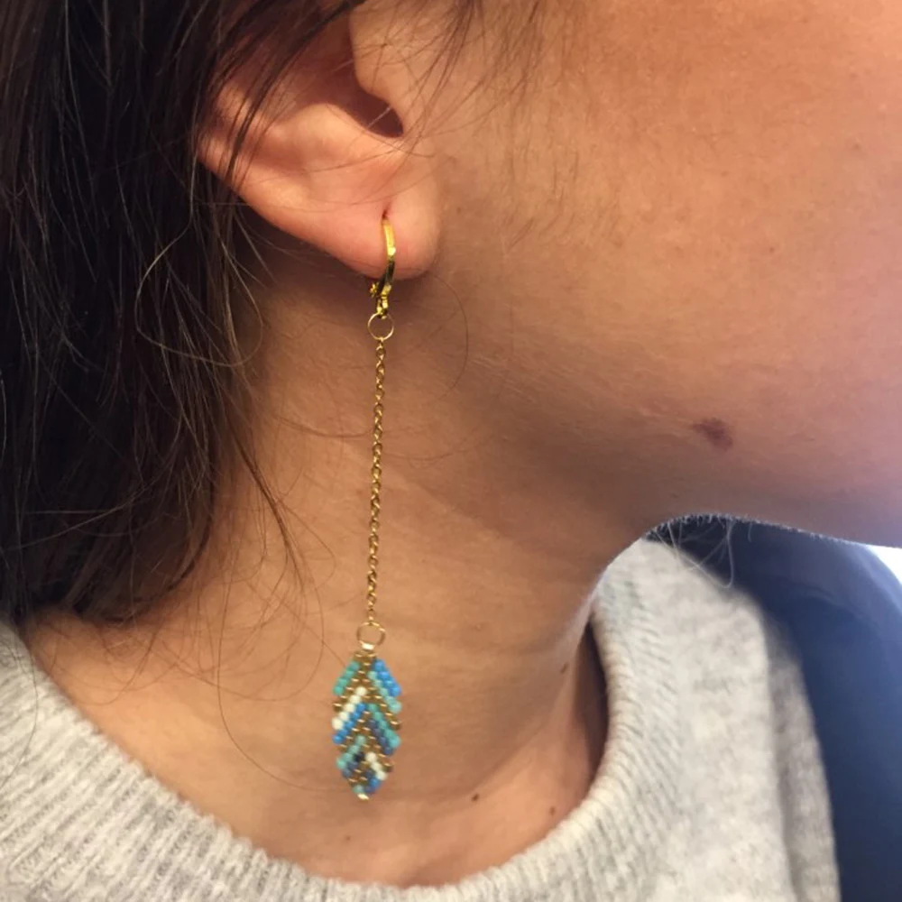 Go2boho серьги для женщин MIYUKI массивные серьги Femme Pendientes Mujer Moda подарок Богемия ручной работы Сделай Сам перо ювелирные изделия