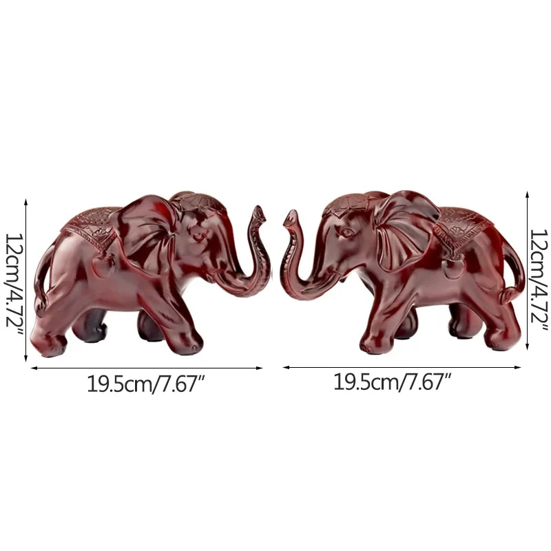 

Couple Elephants Fengshui Decoration Sculpture For Home Display Figurines Resin Animal Statue Mascot Ornaments TV Cabinet Decors