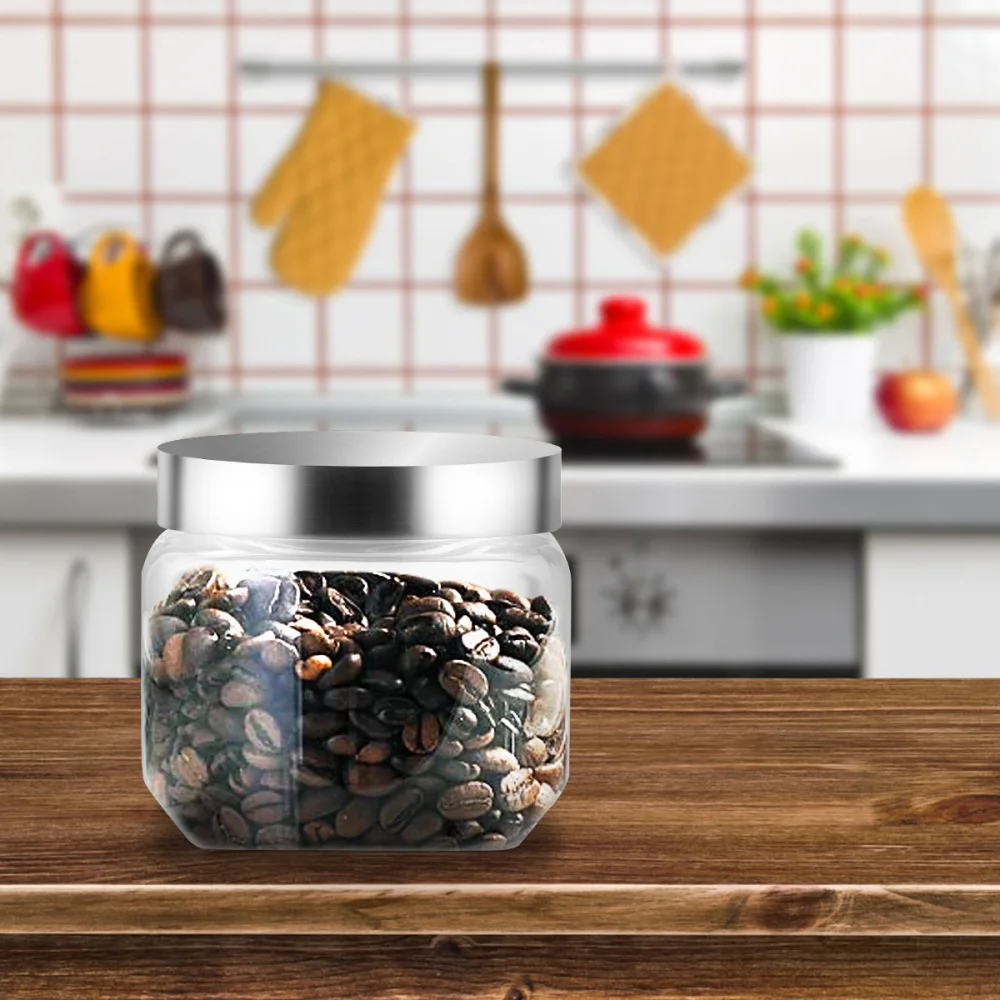 

1 Pc Kitchen Storage Jar Food Jar Stainless Steel Lid Glass Container (800ml)