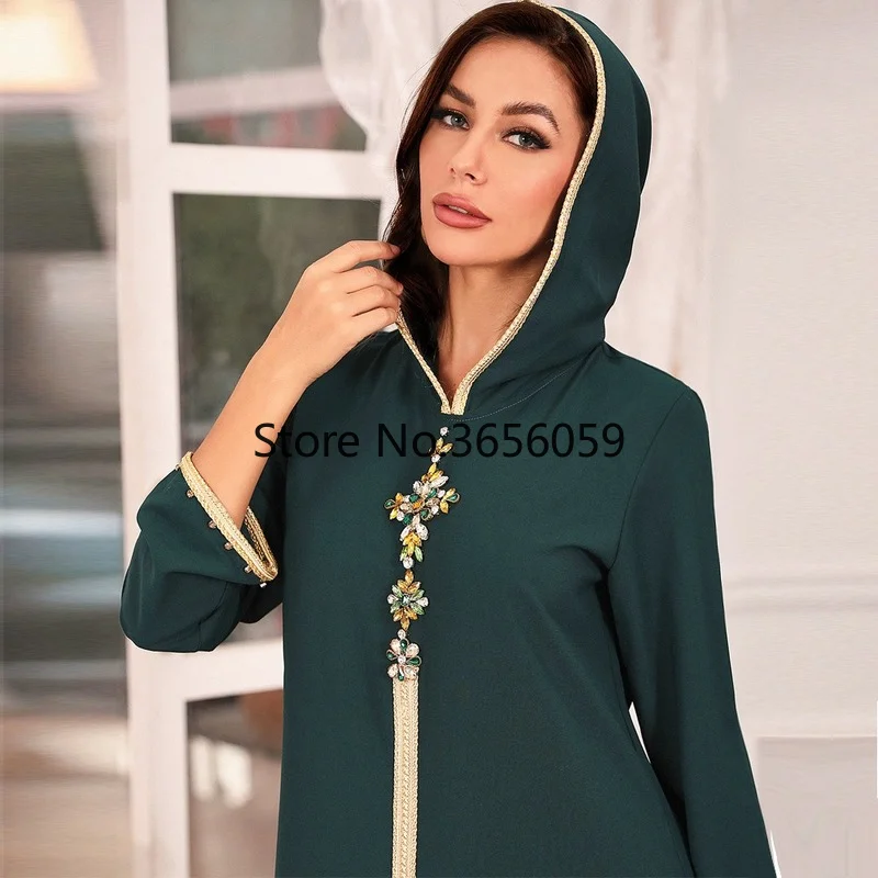 2XL Дубай Abaya Jellaba женская мусульманская Мода Ручная работа Стразы Халат с