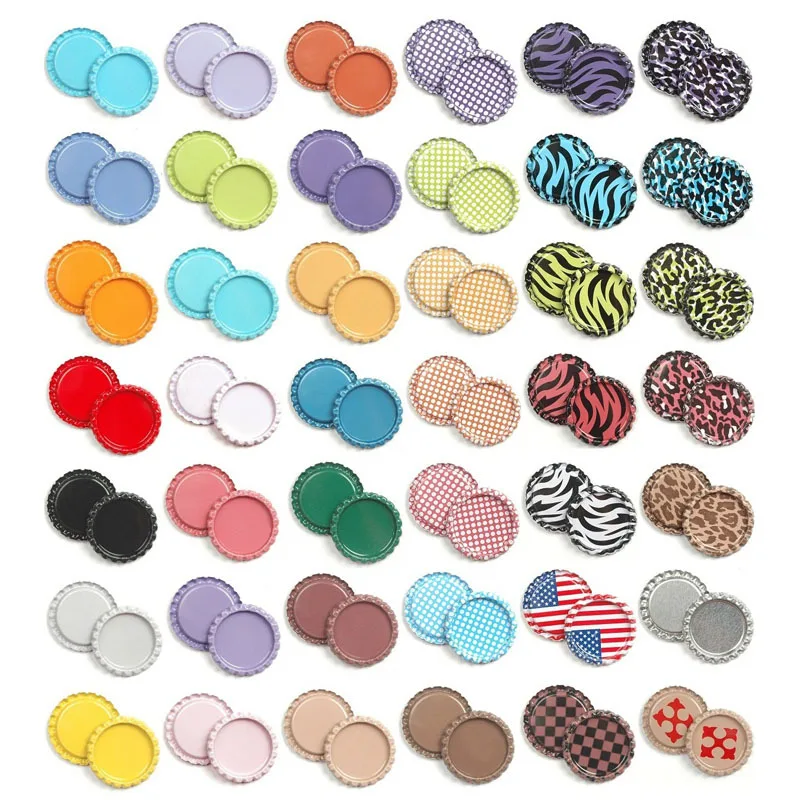 100pc/lot Colored Round Flattened Bottle Caps Flat Bottlecaps 25mm for DIY Hairbow Crafts Hair Bows Necklace Jewelry Accessories