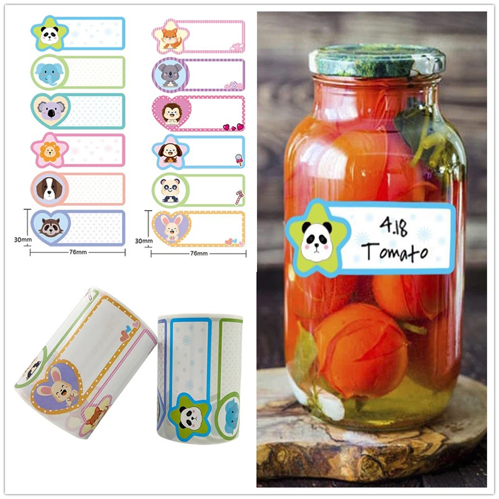 

250pcs 7.6*3cm Cartoon Writing Children's Name Stickers Note Reminder Stationery Sticker Food Storage Mark Stickers Label