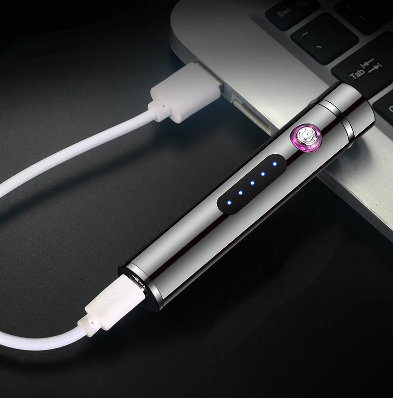 Ветрозащитный мини USB плазменная Зажигалка Беспламенного длинная полоса