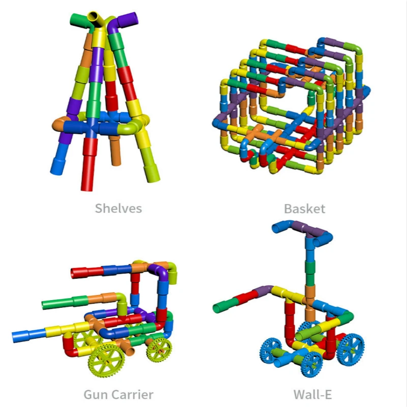 

Diy Water Pipe Building Block Kindergarten Table Top Early Childhood Education Children's Puzzle Plastic Splicing Baby Toys Gift