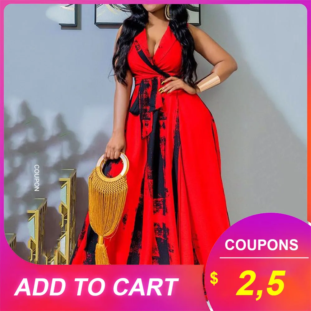 Сексуальный глубокий v-образный вырез без рукавов с принтом в виде Высокая Талия