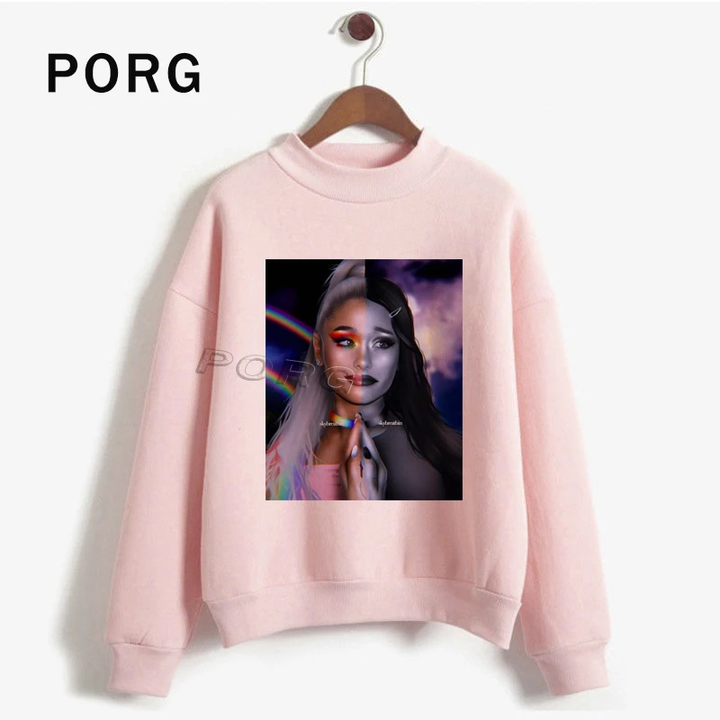 Ariana Grande/Розовая Толстовка для женщин в готическом стиле, уличная Harajuku Sudadera Mujer, новая женская одежда, толстовки с длинными рукавами и круглым вырезом