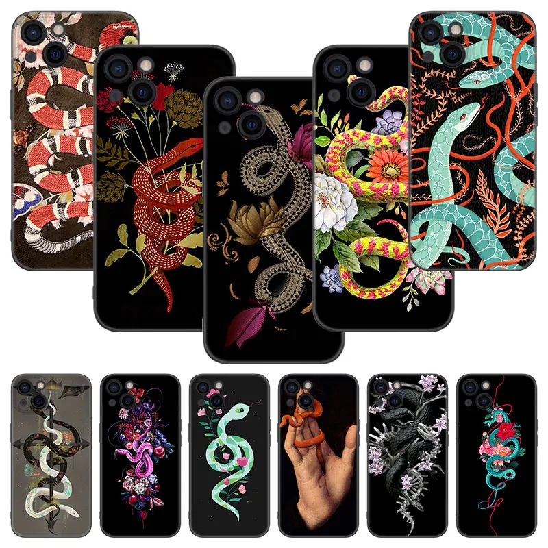 Чехол для телефона со змеиным цветком Apple iPhone 13 12 Mini 11 Pro XS Max XR X 8 7 6S 6 Plus 5S 5 SE 2020