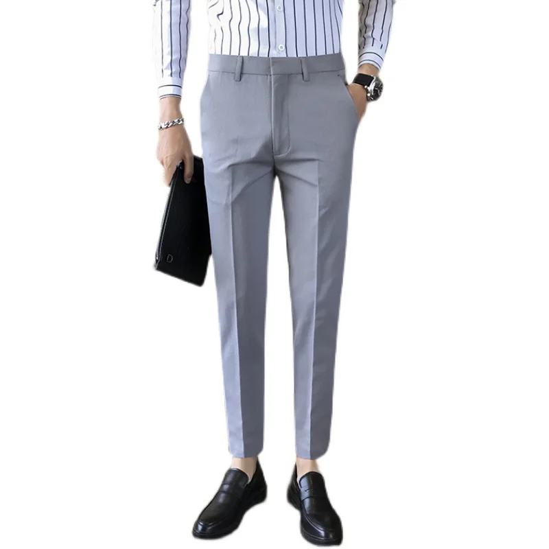 

Business 2021 New Dress Pants Men Solid Color Office Social Formal Suit Pants Casual Streetwear Wedding Trousers Pantalon Homme