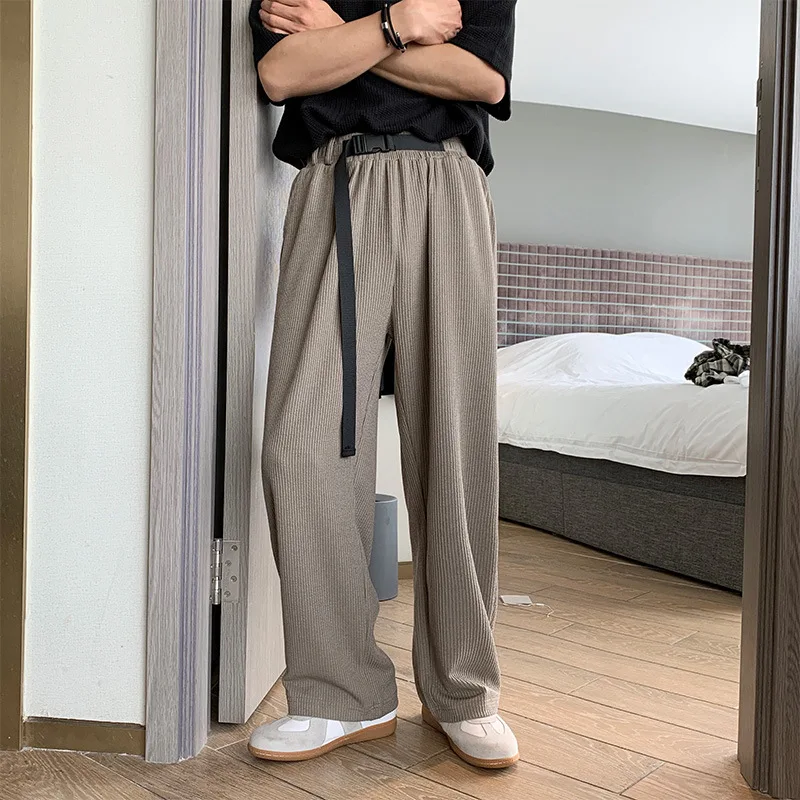 

Summer Thin Ice Silk Pants Male Loose Trend 2021 New Drape Mopping Trousers Student Straight Casual Pants New Men's Fashion