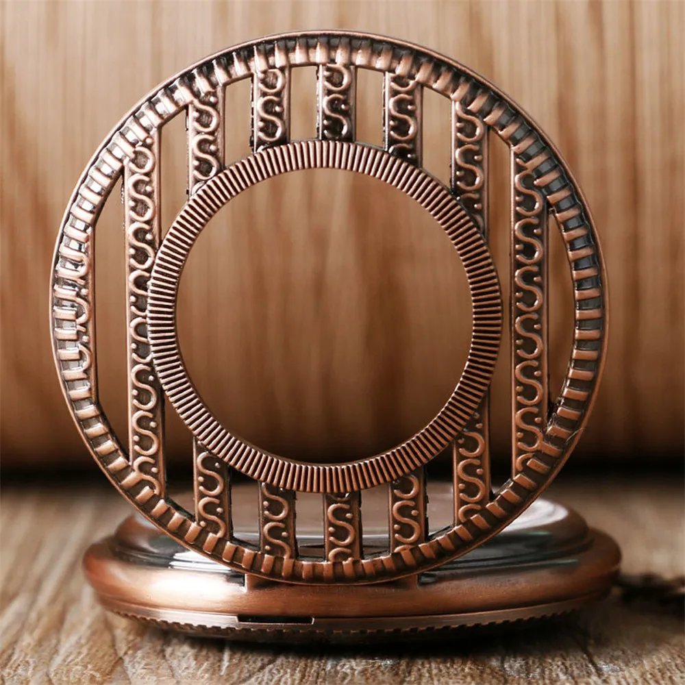 Silver/Black/Rose Gold Stripes Skeleton Manual Mechanical Pocket Watch Hand-Winding Antique Pendant Clock Vintage Gifts Male