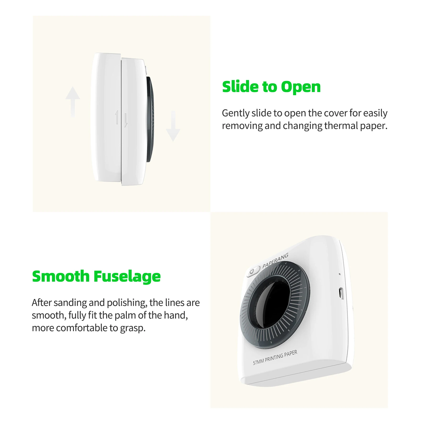 Карманный принтер Xiaomi PAPERANG P2 300 точек/дюйм BT беспроводной портативный