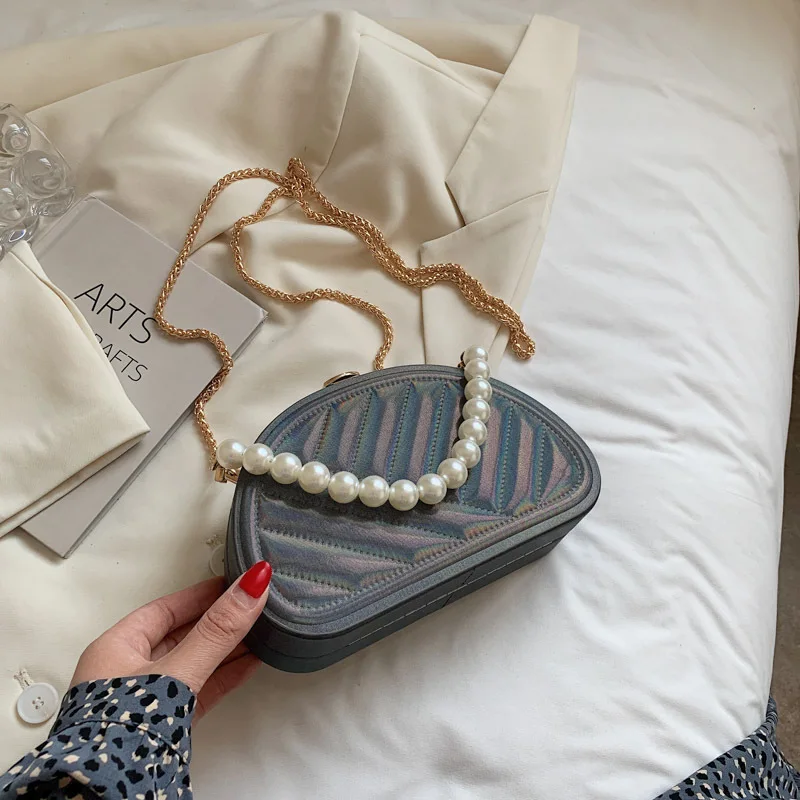 

High Quality Ladies Summer Small Bag2021New Trendy Fashion Chain Messenger Bag Pearl Portable Embroidery Thread Small Square Bag