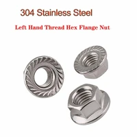 m5 m12 left hand thread hex serrated flange nut 304 stainless steel reverse thread hexagon serrated spinlock flange nuts