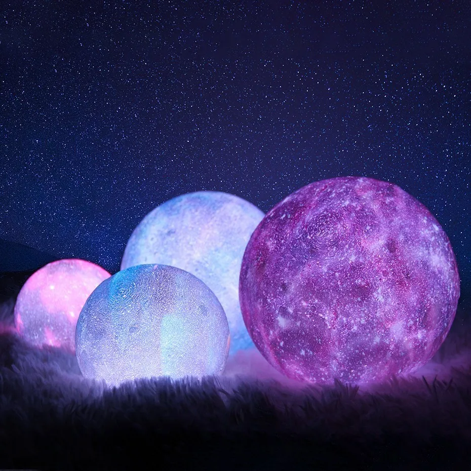 3D принт Луна ночной Светильник СВЕТОДИОДНЫЙ PLA Galaxy Moon лампа красочный сенсорный пульт дистанционного управления домашний декор креативные подарки светильник ing дропшиппинг