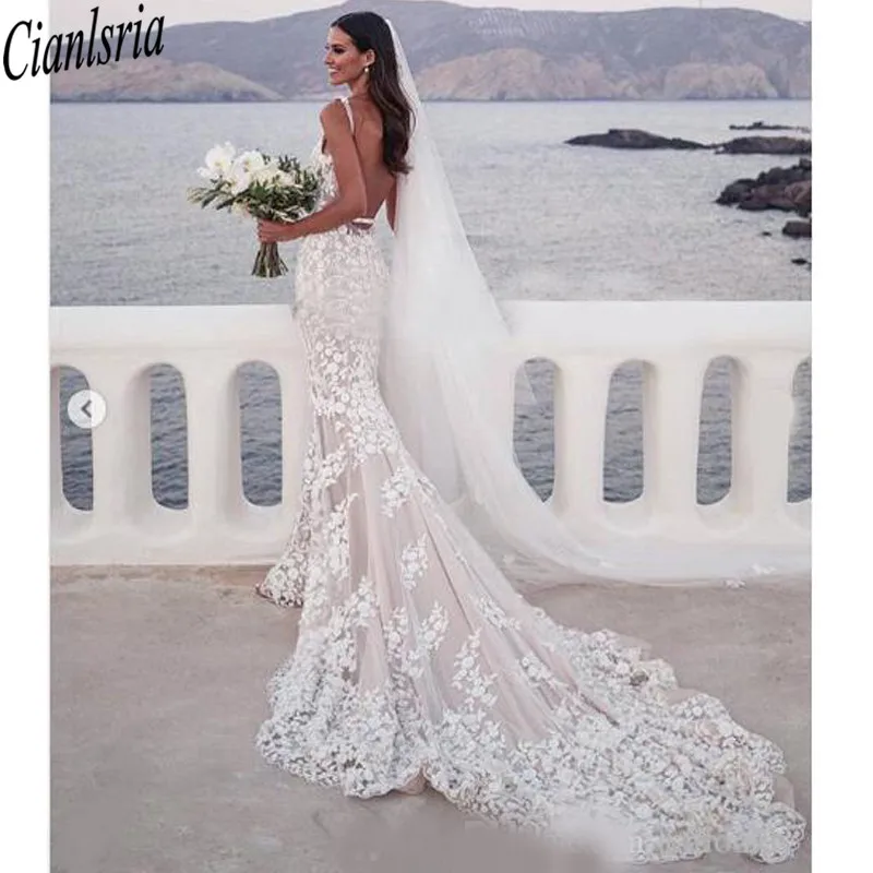 Женское свадебное платье с юбкой годе Steven Khalil Пляжное Платье V-образным вырезом и
