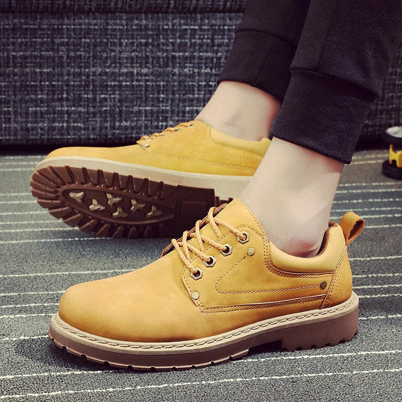 

2018 Men Casual Leather Shoes Men Martins Leather Shoes Work Safety Shoes Winter Waterproof Ankle Botas