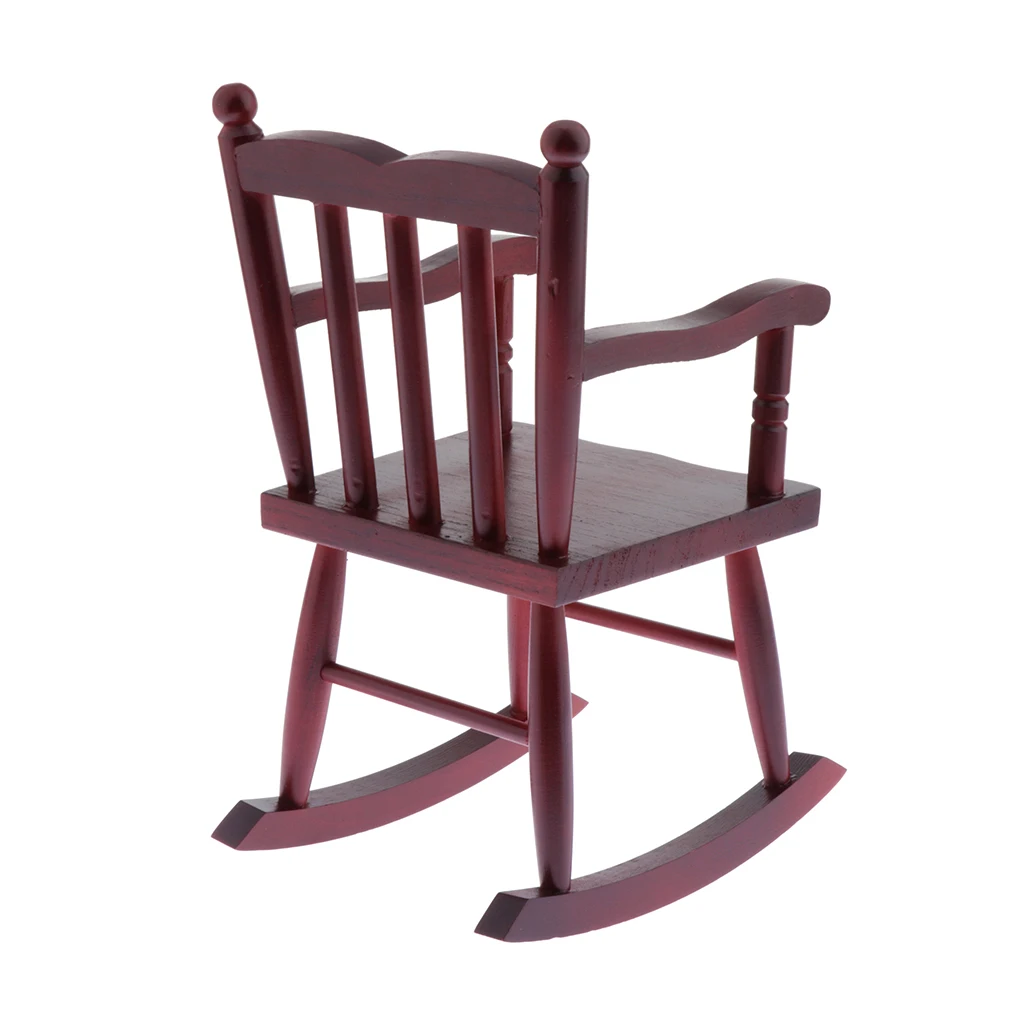 

MagiDeal 1/4 BJD Miniature Furniture Decor Wooden Rocking Chair Toys