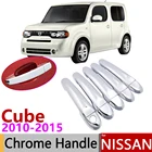 Роскошный хромированный чехол для ручки внешней двери Nissan Cube z12 2010  2015, автомобильные аксессуары, Набор наклеек для отделки 2011 2012 2013 2014
