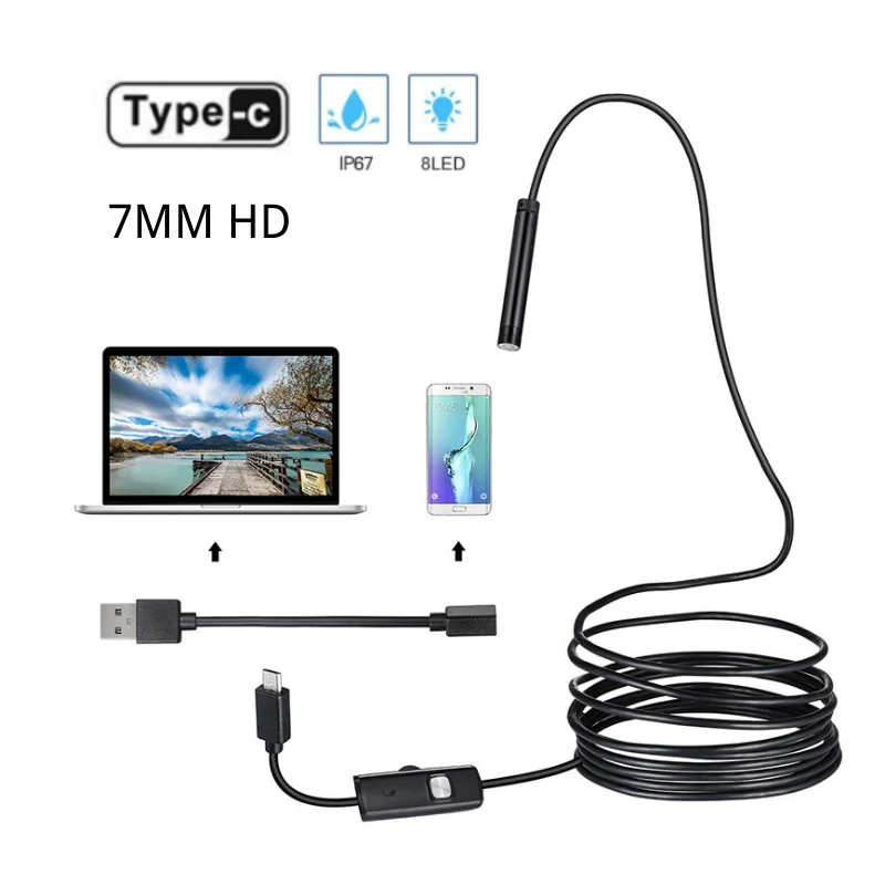 Эндоскопическая камера 7 мм 8 USB Type-C HD 1 м 5 | Безопасность и защита