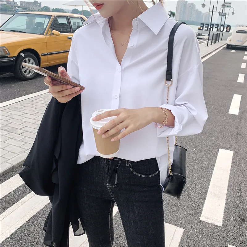 Женские рубашки и блузки новинка 2023 корейские белые повседневная Простая