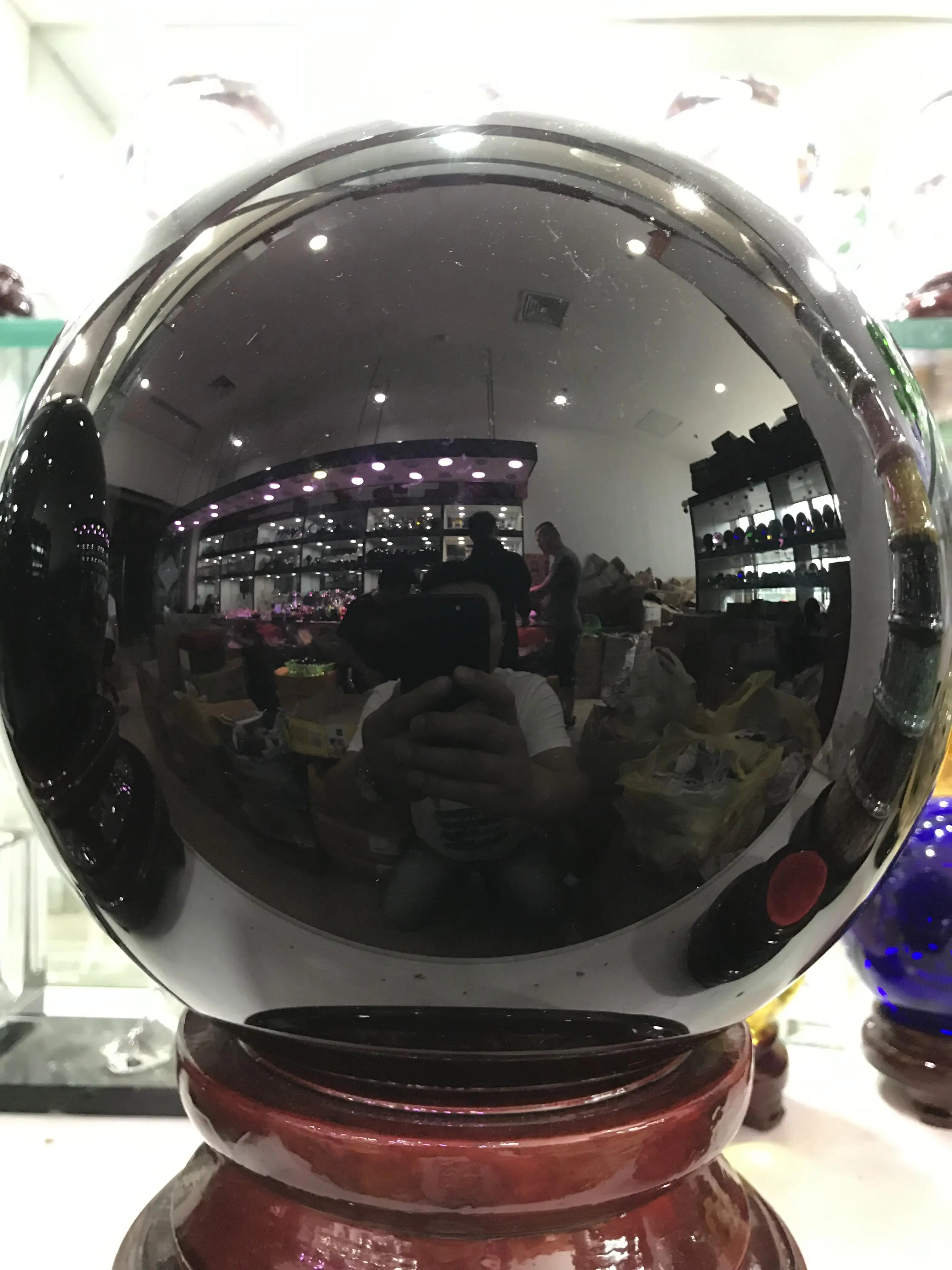 

4-20cm Natural Black Obsidian Sphere Large Crystal Ball Healing Stone+pedesta