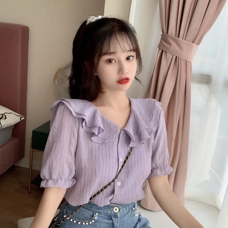 Детская рубашка топ фиолетовая шифоновая женская дизайнерская нишевая