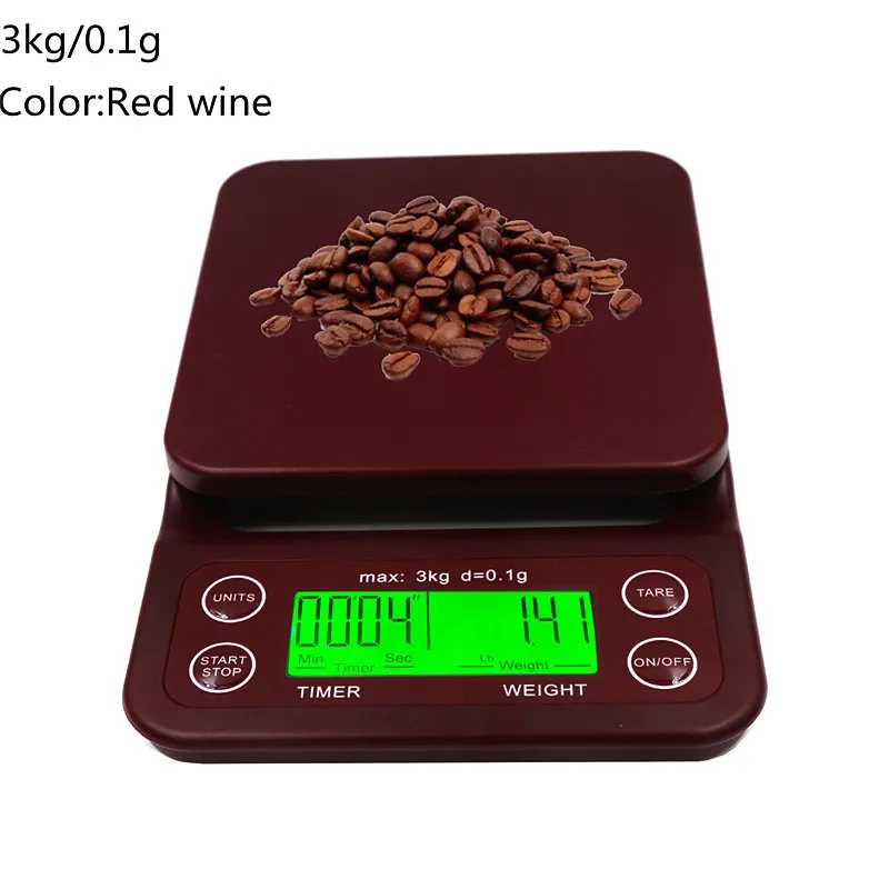 Умные весы для кофе, цифровые кухонные весы с таймером, электронные ЖК-дисплей, граммы, кухонный инструмент для измерения веса лекарств, капельные весы