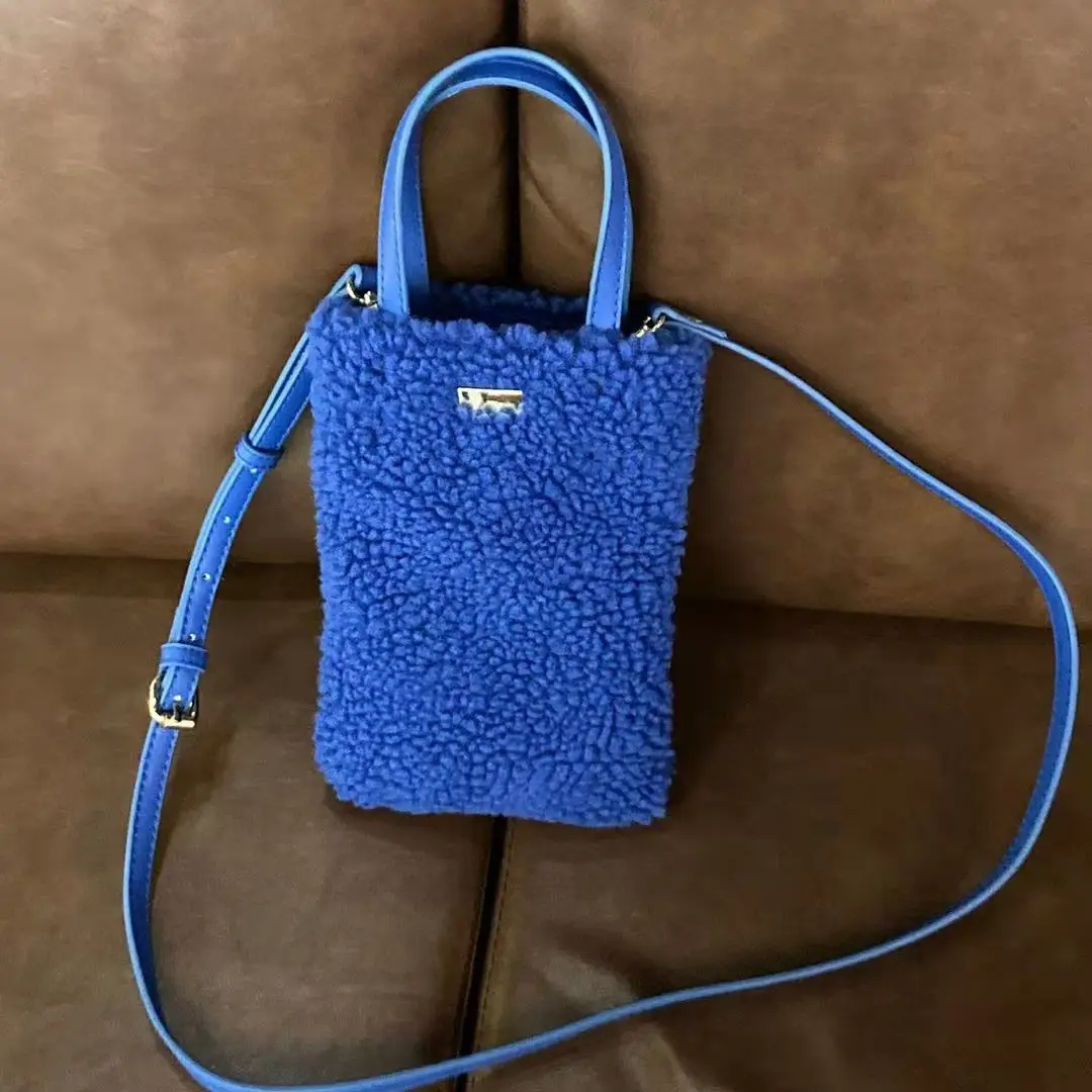 

Faux Lamb Wool Women Small Shoulder Bag Soft Plush Ladies Clutch Purse Handbags Fashion Furry Female Blue Mini Messenger Bags