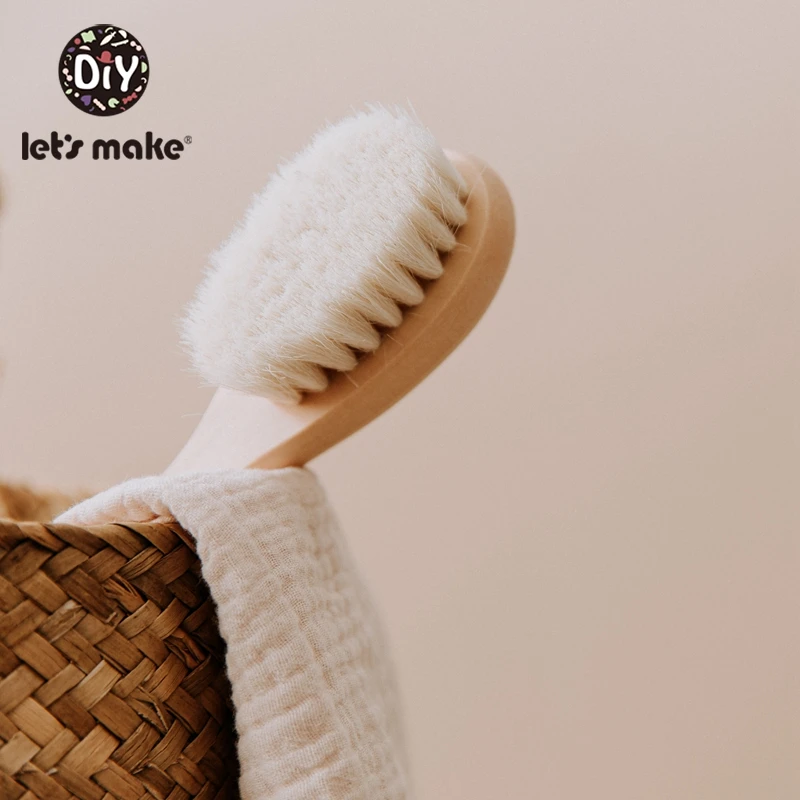 Let'S Make Baby Wooden Brush Comb Newborn Hair Brush Infant Head Massager Hair Brush Infant Comb Head Massager Custom Logo