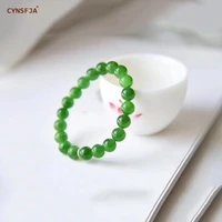 cynsfja real rare certified natural hetian jasper nephrite women lucky amulets 8mm green jade bracelets high quality best gifts