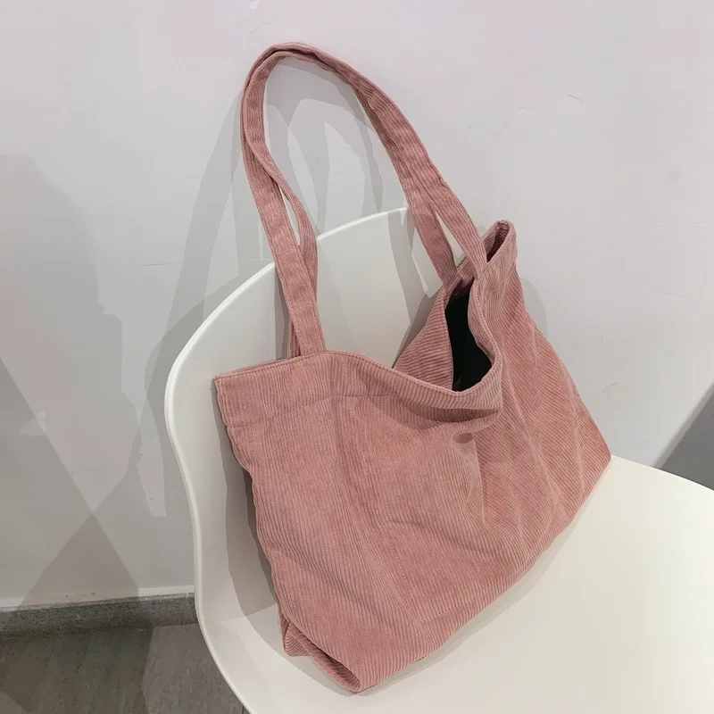

2021 Tote Bag Girls Handbag Corduroy Shopper Women's Bag Female Shoulder Bags Casual Wallets Large Capacity Canvas Bag Schoolbag