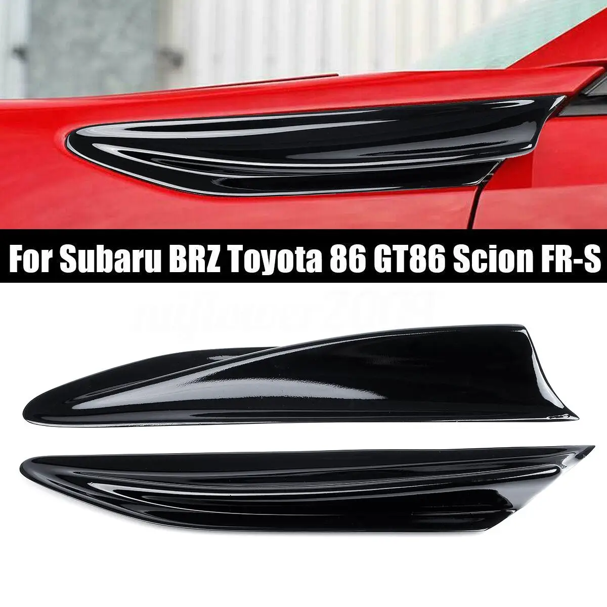 

2pcs Side Fender Fin Vents Cover Trim For Subaru BRZ for Toyota 86 GT86 Scion FR-S Glossy Black Real Carbon Fiber