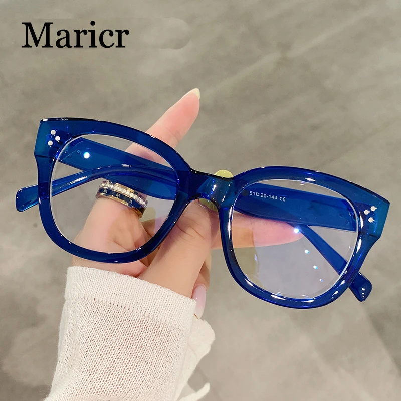 

Maricr Blue Fashion Anti-Blue Light Glasses Vintage Ultra Light Polygon Frame Eye Protection Vision Care Computer Eyeglasses