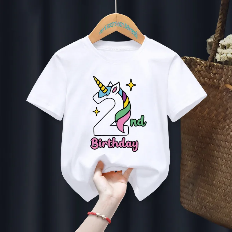 Детский подарок на день рождения Детская футболка с единорогом для девочек 1 7 й
