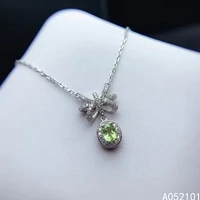 kjjeaxcmy fine jewelry 925 sterling silver natural peridot girl new popular pearl pendant necklace support test chinese style