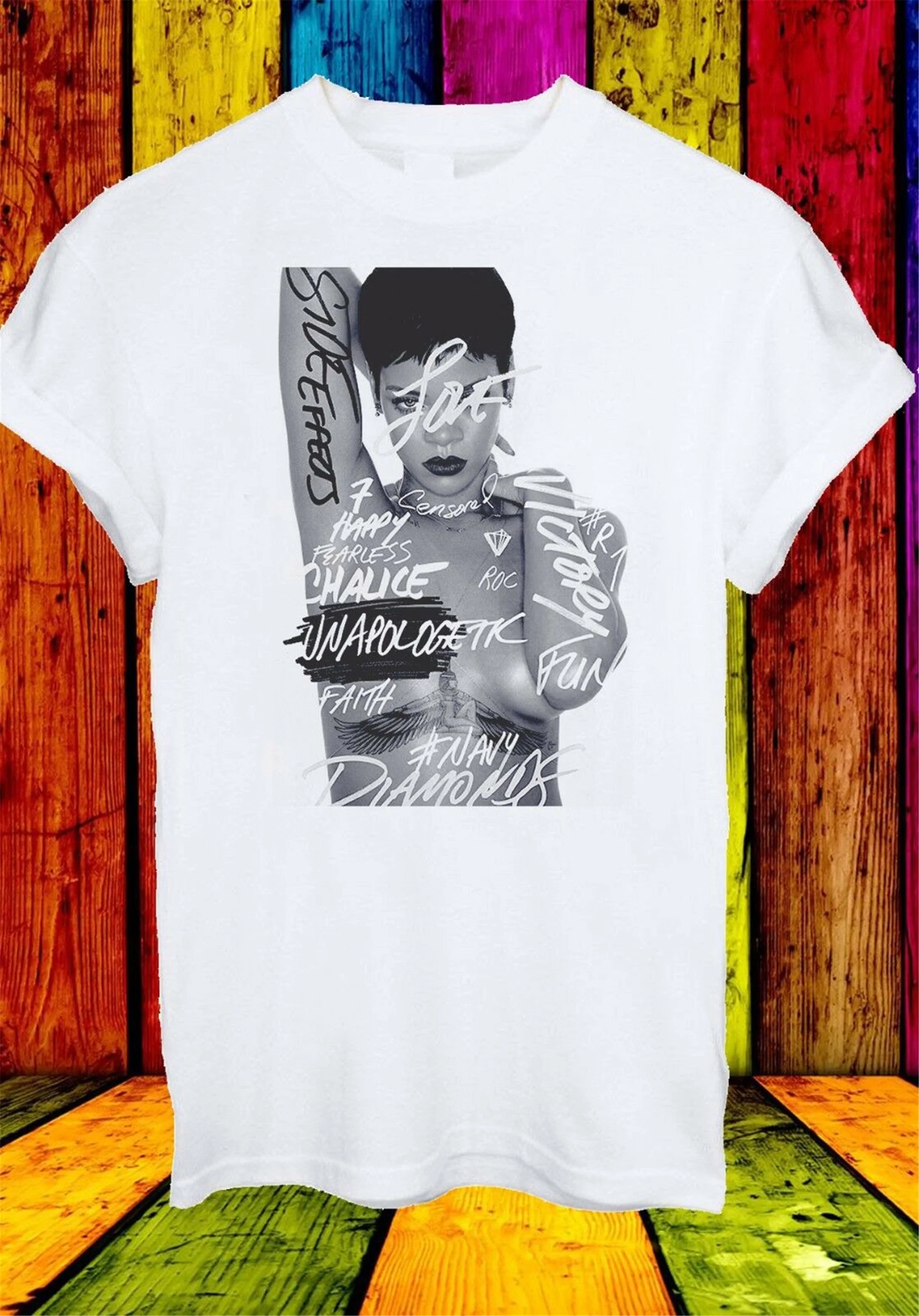 Robyn Rihanna Fenty Singer Barbados Album Cover Мужская и женская футболка унисекс плюс размер Одежда