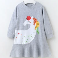new toddler girl dress cotton lovely cartoon animal horse long sleeve girls dresses casual home baby girl clothing autumn 1 4y
